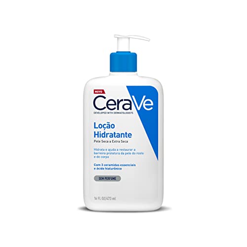 CeraVe Loção Hidratante Corporal com 3 Ceramidas e Ácido Hialurônico, Hidratação 24h, Textura Fluida para Pele Seca a Extra Seca, Sem Perfume, Rápida Absorção, 473ml