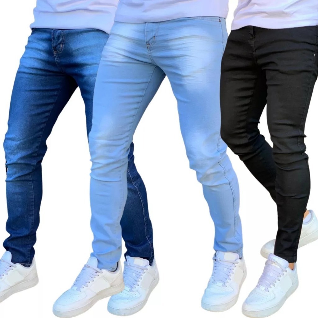 kit Calças masculina jeans com elastano original linha premium promoção