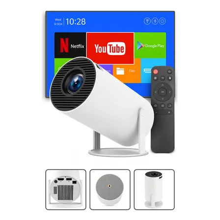 Mini Projetor Hy300 Android 4k Portátil Wi-fi Bluetooth Hdmi Usb Cinema Em Casa Compacto Alta Resolução Full Hd Smart Projetor Davely Celular Notebook Games Apresentação Branco 127/220v