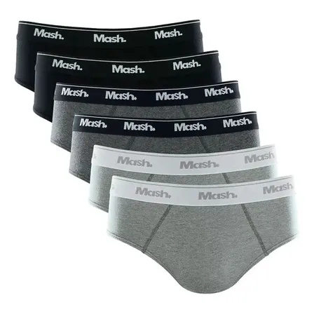 Kit Com 6 Cuecas Slip Mash Em Algodão Lisa Basica Original