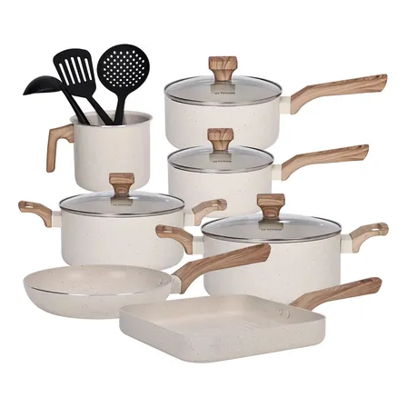 Jogo De Panelas Antiaderente Cerâmica 10 Peças Gas Indução Baunilha