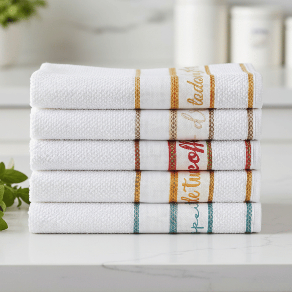 Pano Prato Gourmet Atoalhado 45x70cm Palavras Bordadas 100% Algodão Felpudo