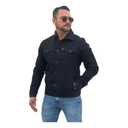 Jaqueta Jeans Masculina Sarja Bolsos Funcionais Resistente
