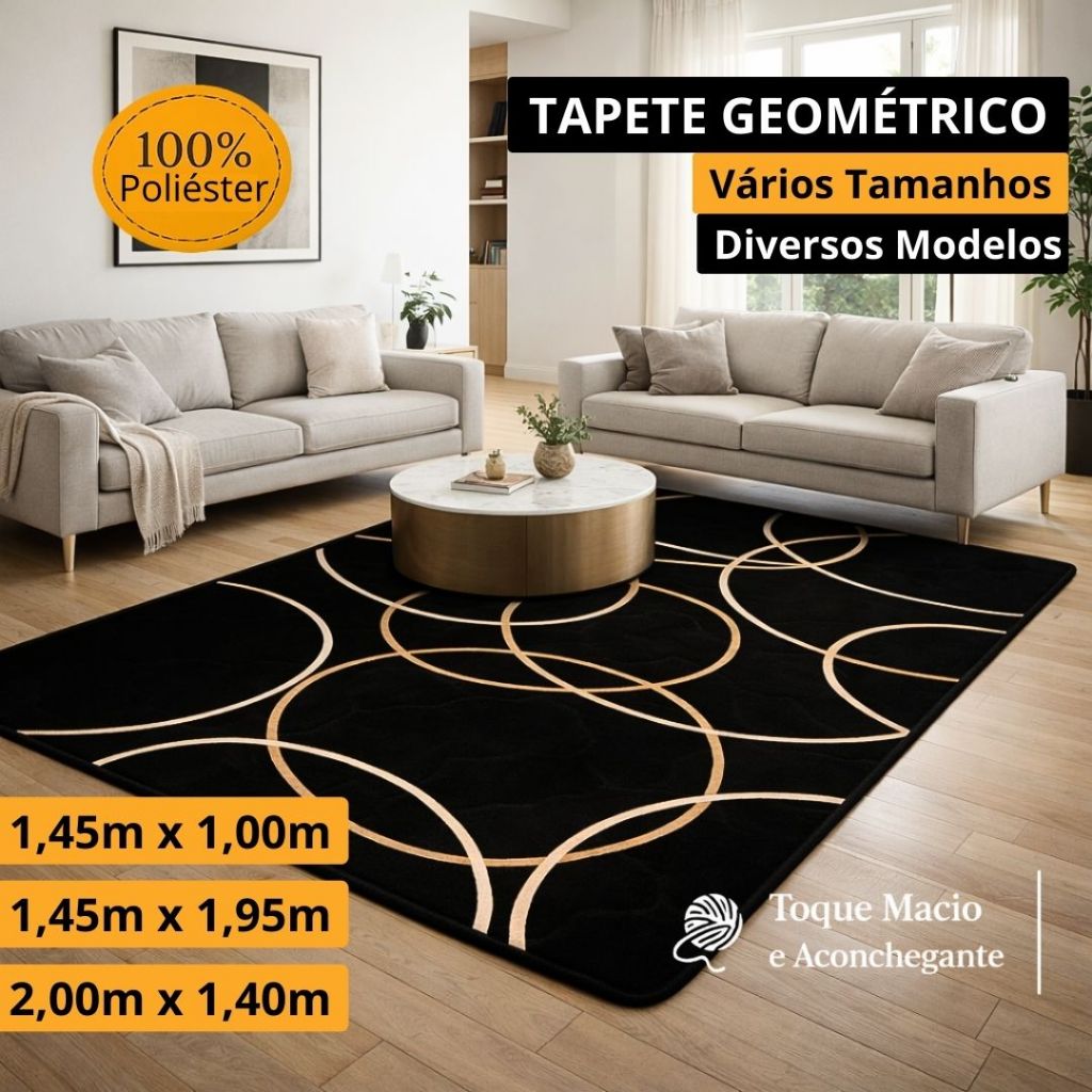 Tapete Sala Quarto Geomético Vários Tamanhos Antiderrapante Flannel Estampado