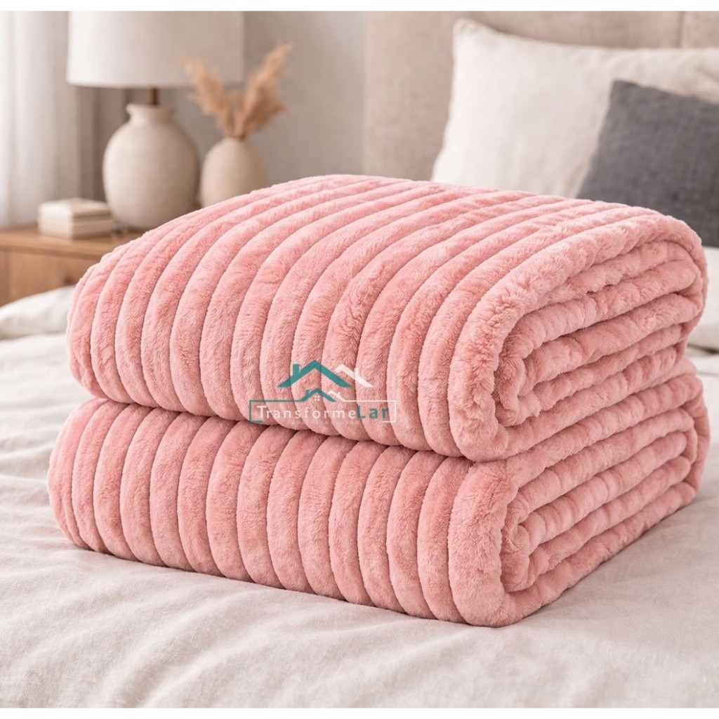 Cobertor Casal Manta Canelada fofão coberta Frio Inverno Anti Alérgica