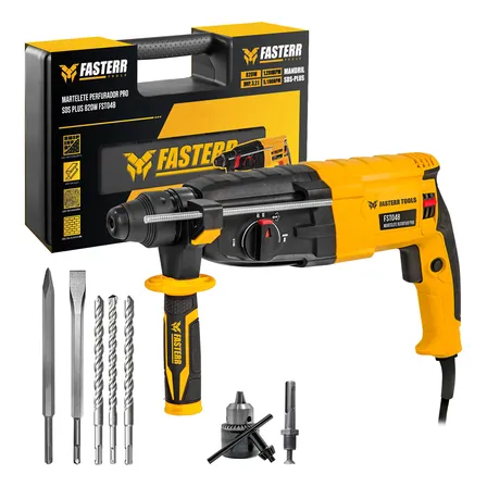 Martelete Perfurador Rompedor 820w Fasterr Com Kit Acessorios Cor Amarelo Frequência 50 127v