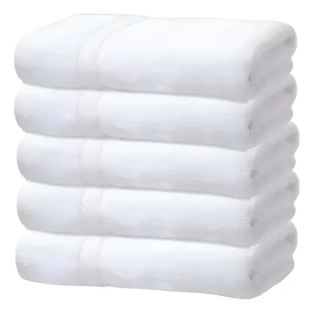 Kit 5 Toalhas Banho Gigante Grossa Hotel Luxo 75x150cm 480g Branco Hotel