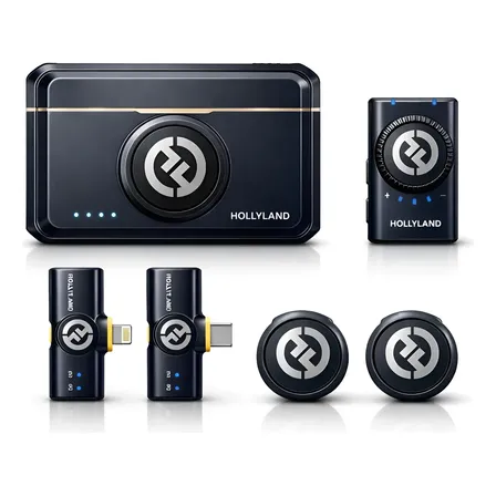 Microfone Lapela Hollyland Lark M2 Duplo Usb C E Lightning Preto