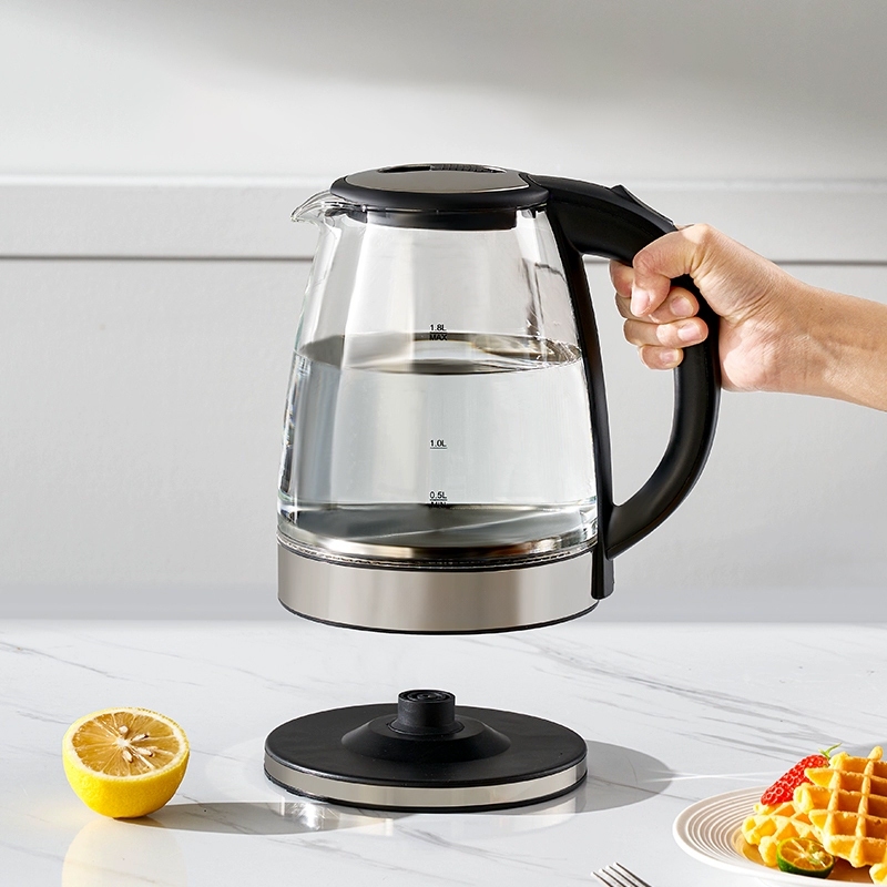 Chaleira Elétrica de Vidro/Inoxidável,1.8L 127V/220V Tampa e Desligamento Automático
