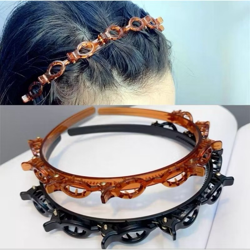 Kit 1 a 3unidades Tiara /Bandas de dupla camada presilha bandas de cabelo plástico trançado