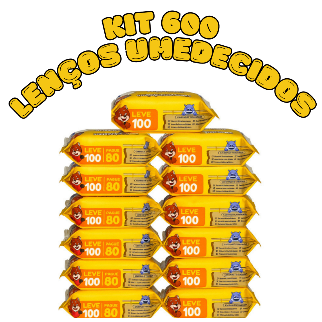 Kit 600 Lenço Umedecido Chameguinho Baby Toalhas Umedecidas Infantil Higiene Bebê Sem Alcool