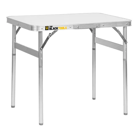 Mesa Pequena Dobrável Camping Alumínio 60x45cm Vira Maleta Cor Prateado Branco