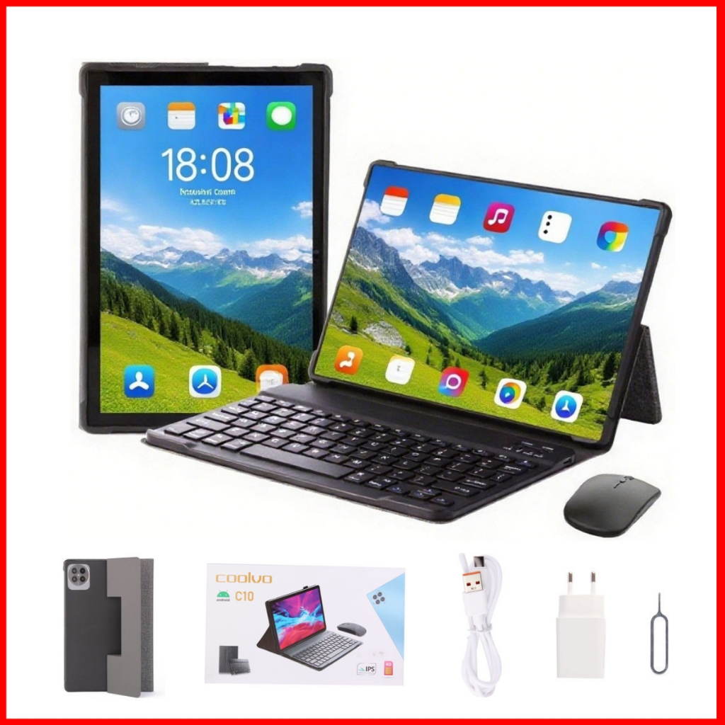 Tablet C10 10.1" – 8GB RAM, 250GB, Android 13, Dual SIM 4G/WiFi, Kit Completo com Teclado, Capa Tecido e Câmeras HD